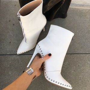 White studded booties